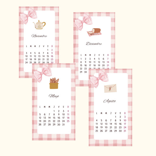 Calendario Coquette 2026