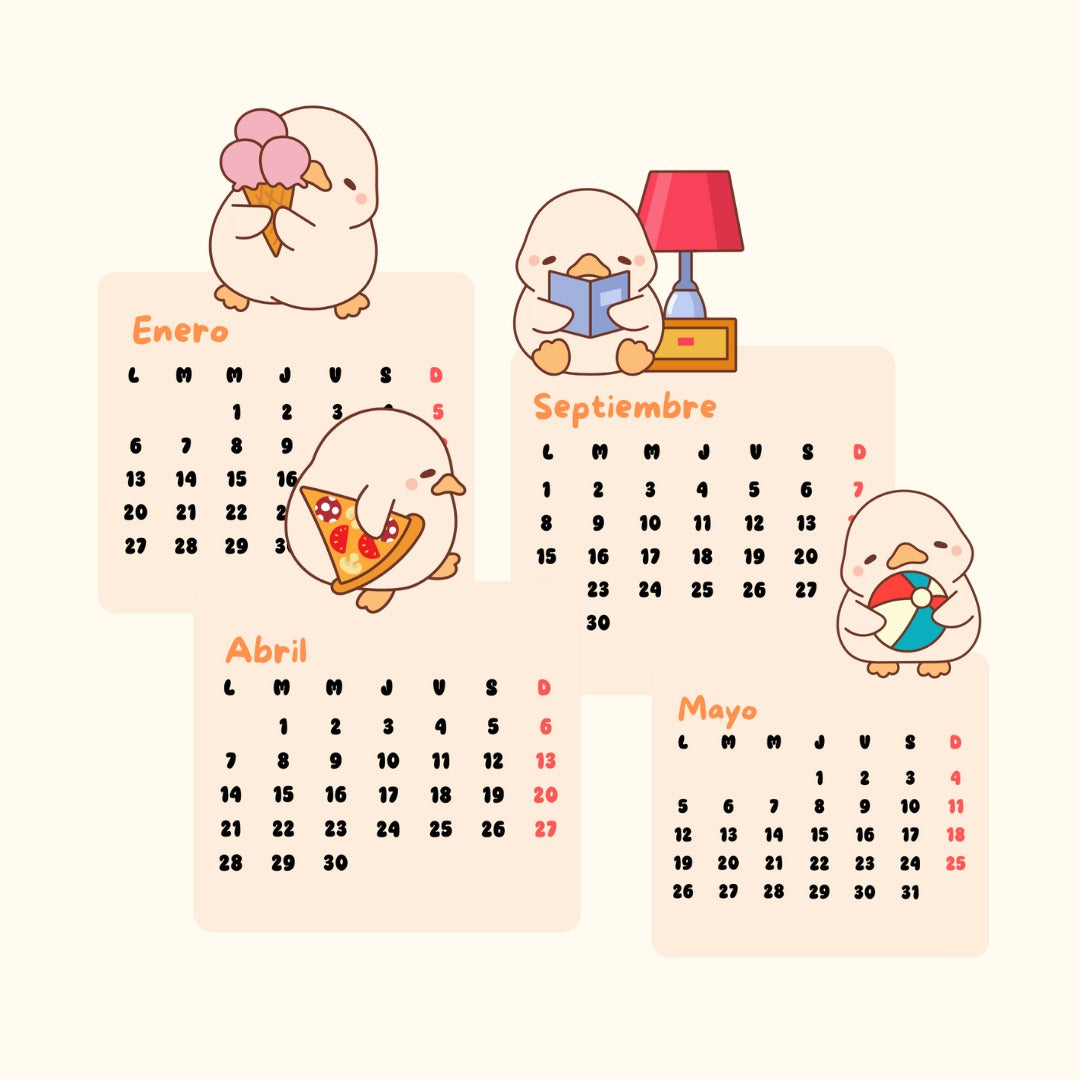 Calendario Patitos Cute 2026