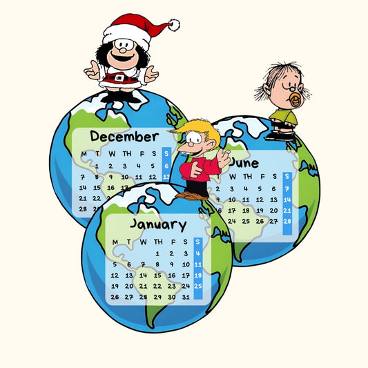 Calendario Mafalda mapa mundi 2026