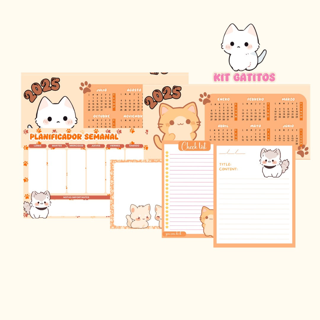 Kit de papelería de Gatito