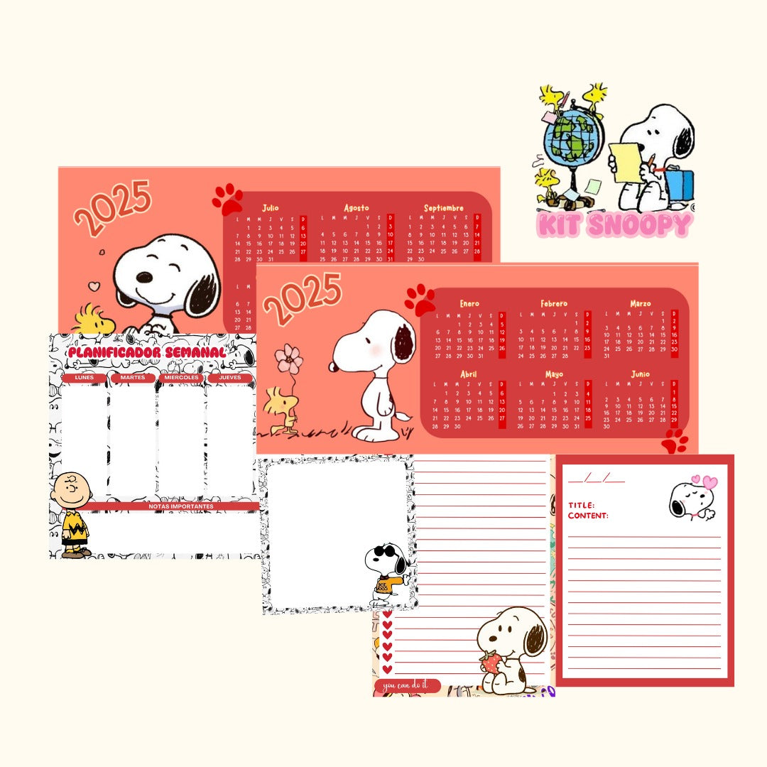 Kit de papelería de Snoopy