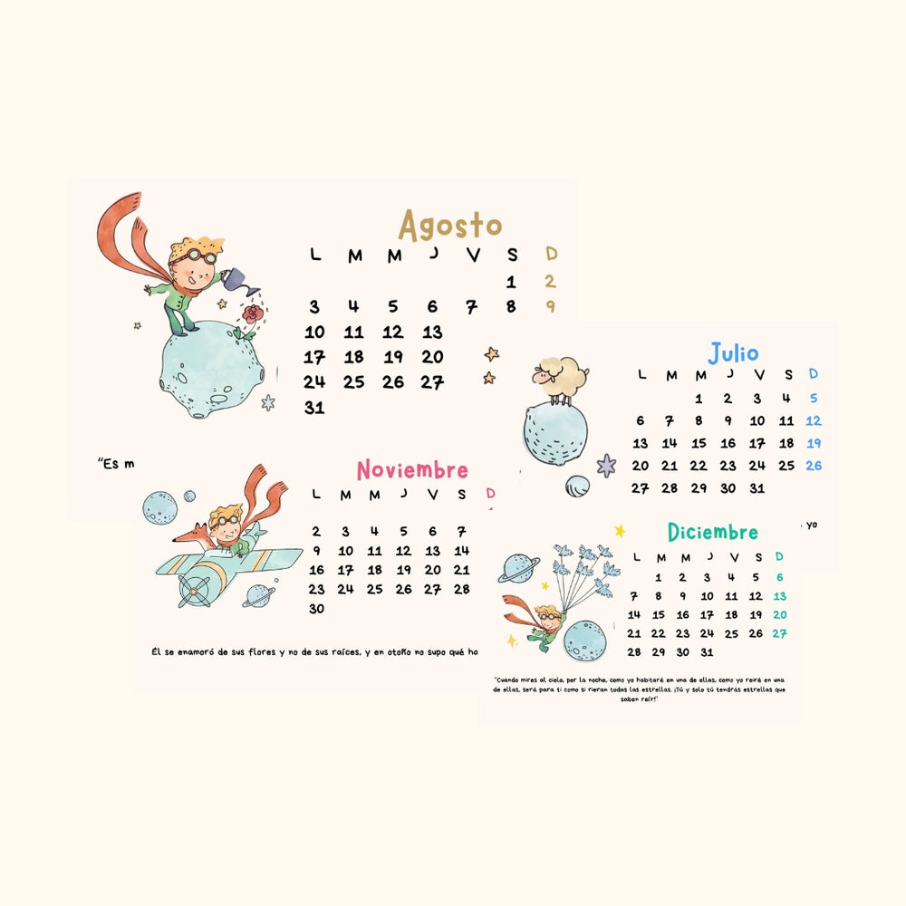 Calendario El Principito 2026