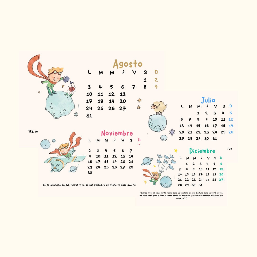 Calendario El Principito 2026