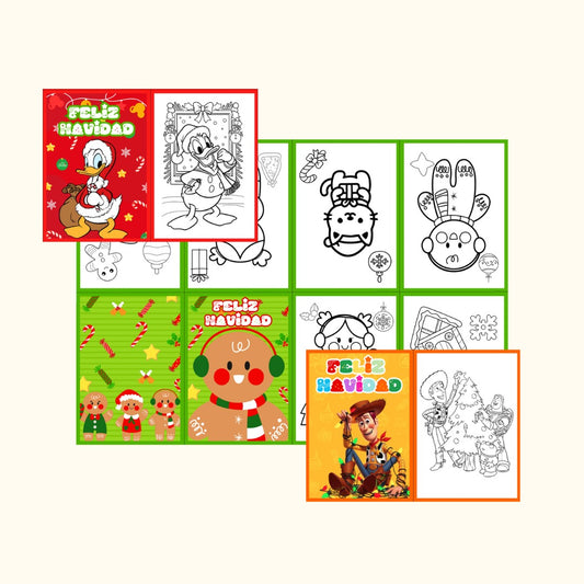 Kit +100 minilibros para colorear navideños